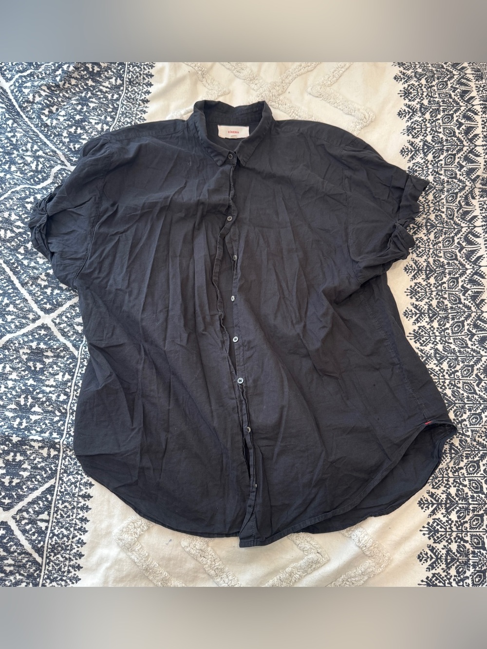 Xirena Black Channing Shirt S Cotton Oversized Coastal Quiet Luxury Button Up